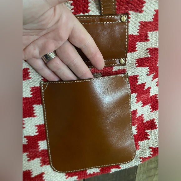 Patricia Nash Casoli Convertible Woven Leather Backpack Crossbody Red Cream main image 9